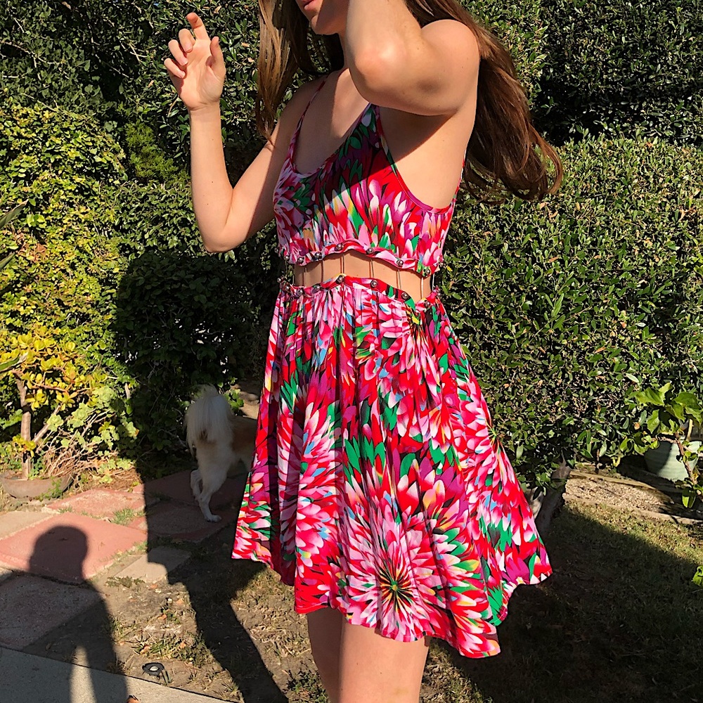 Millau metal detail cutout mini dress